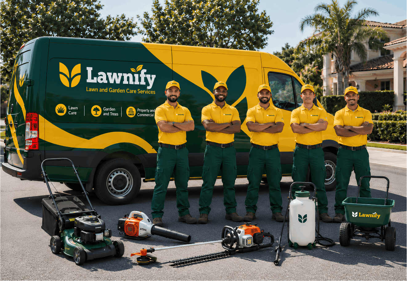 Lawnify crew and work van