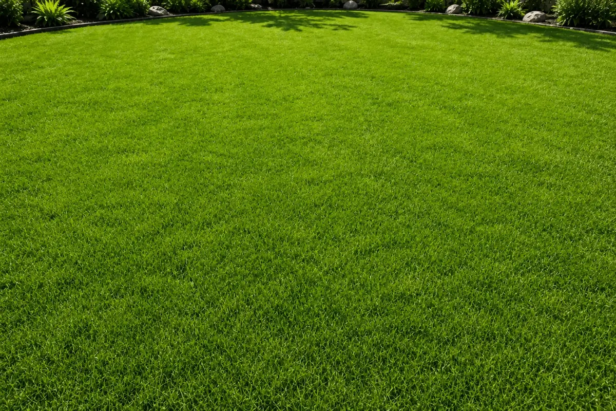 The same lawn thick, green and recovered after dethatching