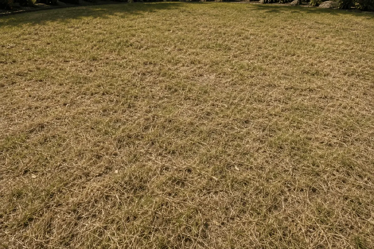 A spongy kikuyu lawn with a heavy thatch layer before dethatching