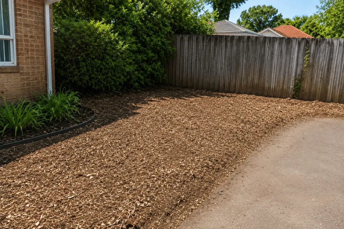 A cleared, tidy back section after shrub and rubbish removal